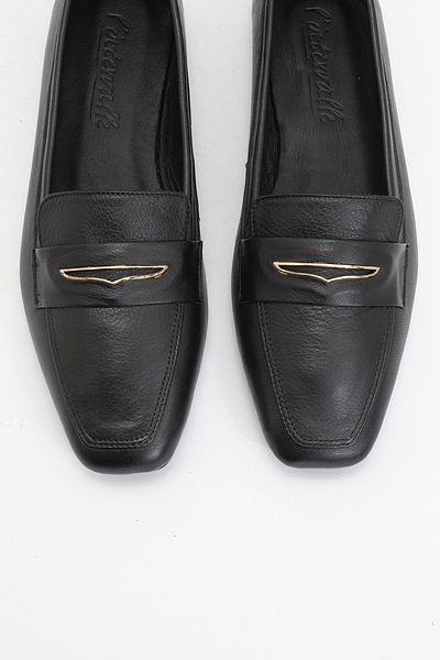 LuviShoes Дамски мокасини с катарама и тъп връх от естествена кожа, черни, IRIDESSA