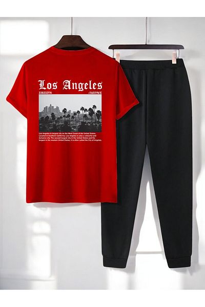 uyguntarz Unisex Los Angles Printed 2-Piece Tracksuit Set