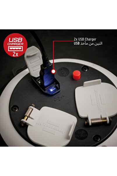 Brennenstuhl بكرة كابل صغيرة مريحة ثنائية الاتجاه مع وظيفة USB بطول 3 أمتار