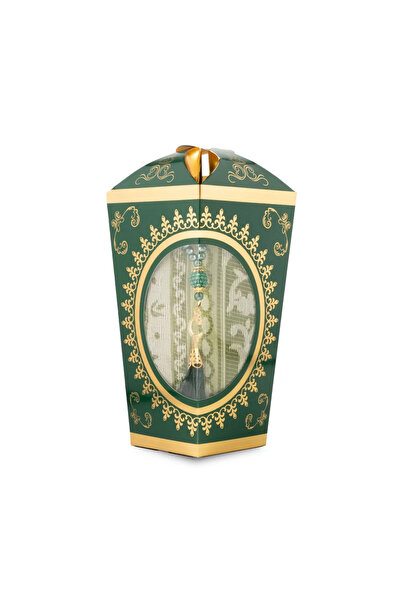Hayrat Neşriyat Ramadan Lantern Prayer Beads + Prayer Rug Gift Set (Kraft Acetate Box, Green)