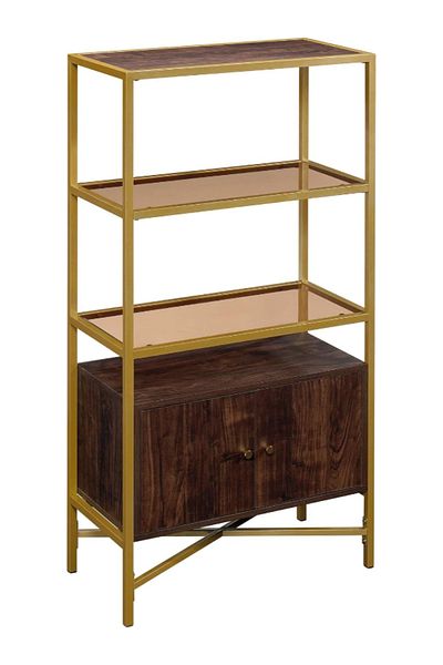 Sauder مكتبة هاربر هايتس ذات الأرفف المفتوحة والمستطيلة مع الأبواب