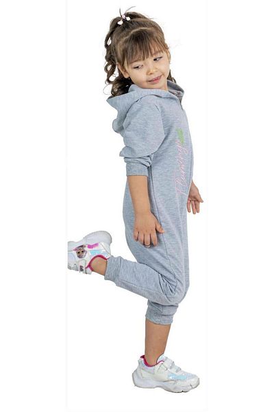 Riccotarz Flamingo Printed Baby Girl Ice Blue Jumpsuit with Zipper Front and Hood