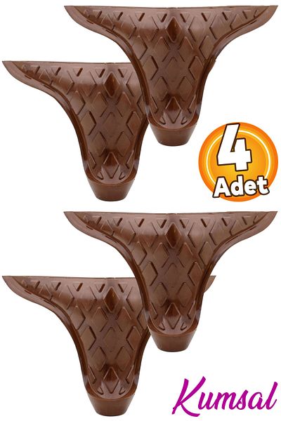 Badem10 (4 BUC.) Picior de canapea pentru mobilier de plajă 12 cm picioare din lemn maro cu model