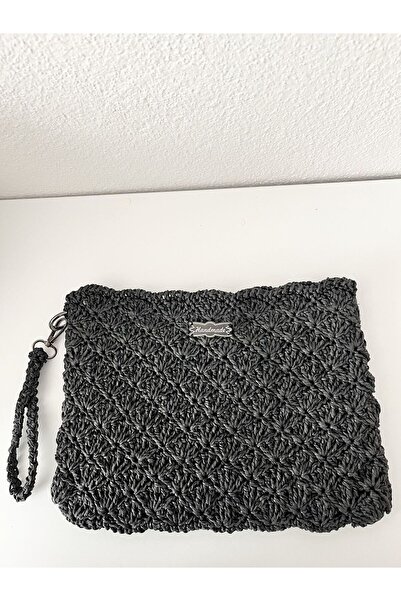Pretty El Örme Kağıt Iplikten Siyah Çanta