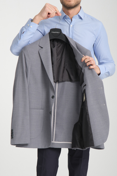 Frappoli Tadic Ανδρικό γκρι μοτίβο ελαστικό ύφασμα Slim Fit τσάντα με τσέπη μισή επένδυση 4 Seasons Blazer Jacket