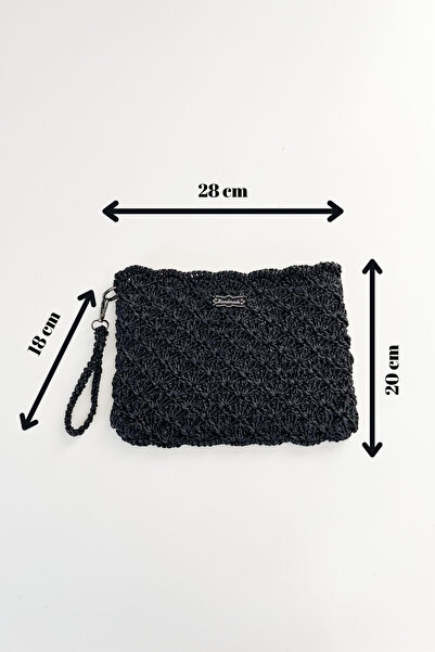 Pretty El Örme Kağıt Iplikten Siyah Çanta