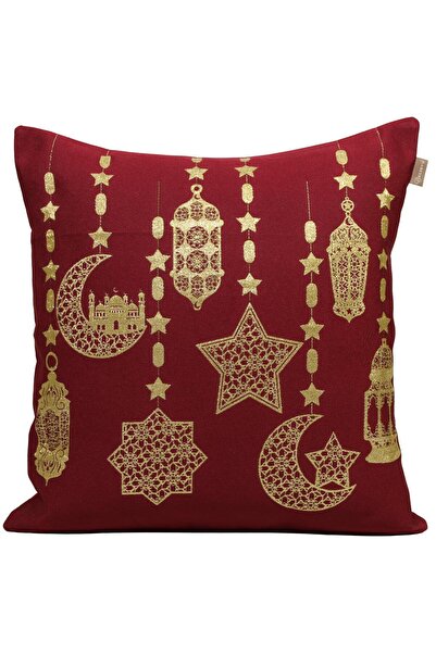 Believe Ramadan Lantern Jacquard 45*45 Pernă decorativă roșu argintiu