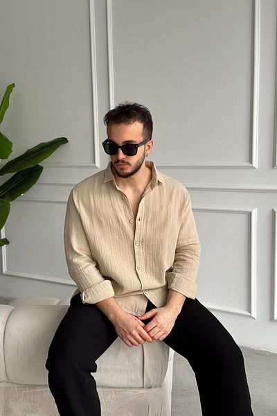 Livio Ferri Βαμβακερό πουκάμισο με γιακά ανδρικό Judge Oversize Half Placket