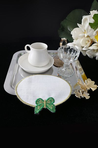 PLT Design 6 Colors Butterfly Patterned Linen Linen Coffee Side Cocktail Presentation Napkin