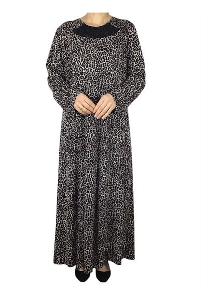 ECE GİYİM 0Women's Patterned Large Size Mother's Dress with Handles