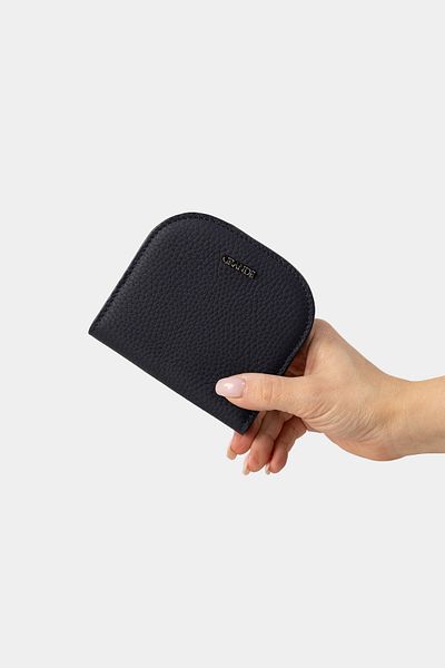 Grande 2817 Genuine Leather Oval Design Minimal Wallet Flother Navy Blue
