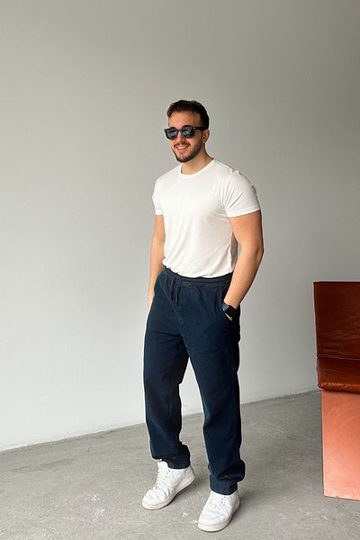 Livio Ferri Ponil Men's Cotton Regular Fit Gabardine Comfortable Fit Lace up Trousers