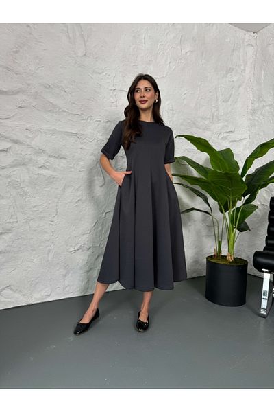 Elif Özbey Butik Φούστα καπνιστή Flounced Midi Modal Φόρεμα