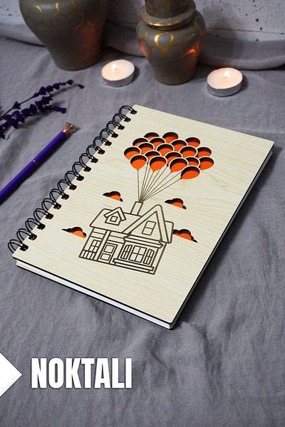 markcat Flying Balloon - with Wooden Door - A5 Size School Notebook with Counter and Agenda