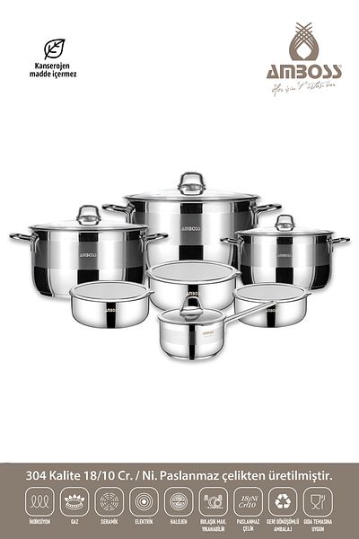 Amboss Bella 14-Piece Stainless Steel Saucepan Milk Jug Storage Container Set Compatible with All Stovetops