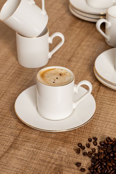 AEN PORSELEN Gold Gilded Coffee Cup Set