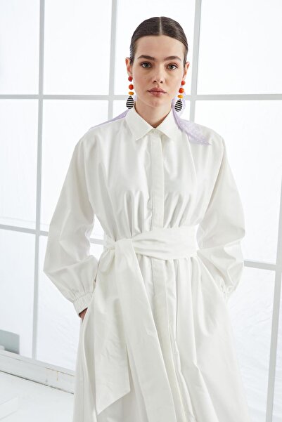 TERZİ DÜKKANI STİLA KOTON ELBİSE BEYAZ