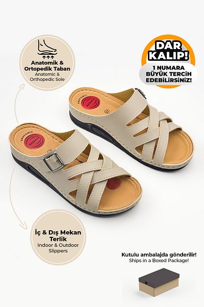 Ayakkabı City Women's Orthopedic Slippers Daily Indoor and Outdoor Women's Slippers
