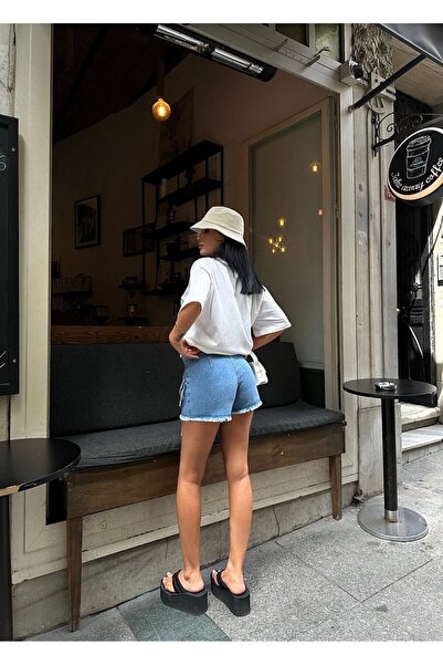 MY DEPO Джинсова міні-спідниця-шорти з поясом з карго-кишенею