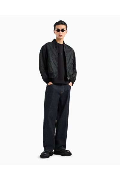Emporio Armani Erkek Dokuma Kumaş Regular Fit Yuvarlak Yaka Uzun Kollu Siyah Sweatshirt EM001126 AF10013-UC001