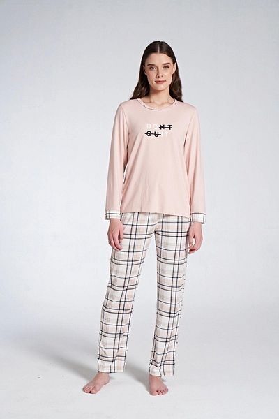 gd goldoremi 1732 Don'T Quit Women's Plaid Long Sleeve Pajamas Suit