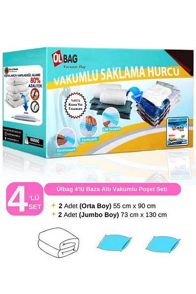 ÜLBAG Σετ 4 σακουλών αποθήκευσης κενού αέρος Κατάλληλο για κάτω από το πάτο Θήκη κενού αέρος