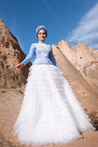 Muslima Wear Royal Flowers Pearl Embroidered Floral Patterned Pearl Embroidered Collar Blouse