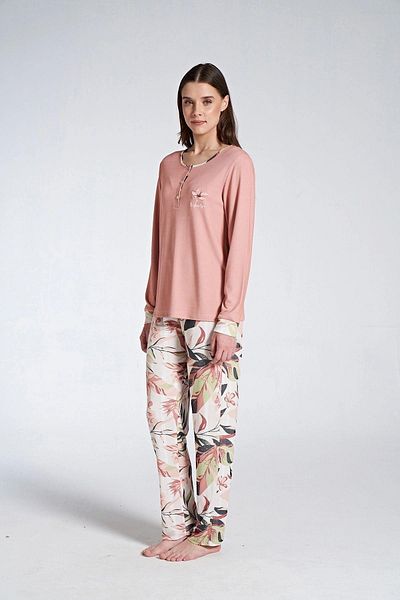 gd goldoremi 1742 Women's Melisa Fabric Patterned Long Sleeve Pajama Set