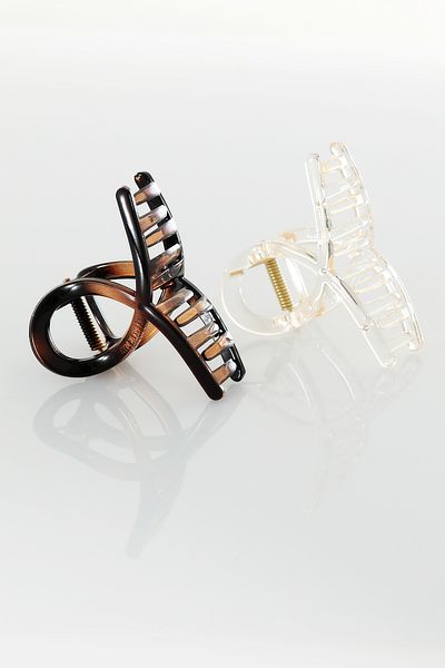 Miorre Set of 2 Transparent Patterned Shiny Non-Slip Hair Clips