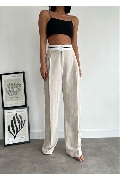 xAsprin Fashion Reverse Stitch Linen Pants Nature
