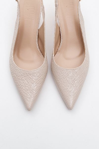 LuviShoes Value Beige Patterned Women's Heeled Shoes