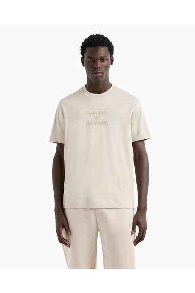 Emporio Armani Ανδρικό μπλουζάκι με κοντό μανίκι μπεζ 100% βαμβακερό κοντό μανίκι EM000780 AF12926-U1098