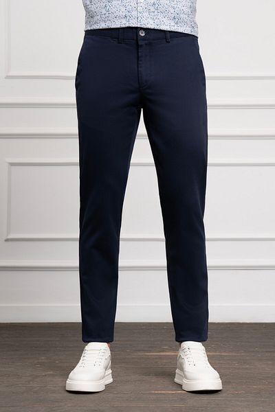 Morven Navy Blue Slim Fit Slim Fit Chino Side Pocket Men's Trousers