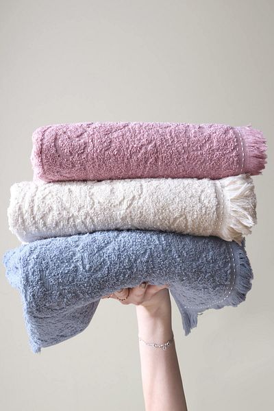 LADYNİL 100% Cotton 3-Piece Fringed Towel - Dowry Towel Set |   High Absorbency & Luxury Comfort