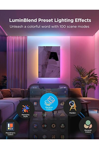 Govee Rgbwwıc Matter Destekli Kesilebilir Led Şerit 2 Pro 5 Metre, Uygulama Üzerinden Kontrol