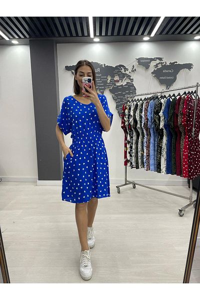 Denismoda Γυναικείο φόρεμα με μοτίβο καρδιάς με τσέπη με λαιμόκοψη V με μήκος μίντι