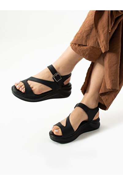 ALEMDAR AYAKKABI HONEY Sandale ortopedice negre pentru femei