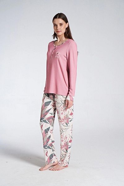 gd goldoremi 1742 Women's Melisa Fabric Patterned Long Sleeve Pajama Set