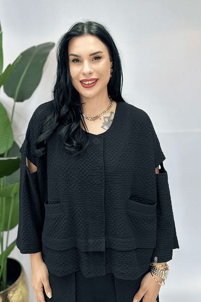 GÖKSEL Black Bubble Jacket Bluz
