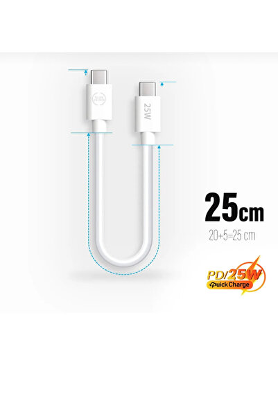 seyuse 20w Hızlı Type C Şarj Kablosu Çift Taraflı Type-c To Type-c 20w Pd Şarj Kablo 25cm Kısa Araç Içi