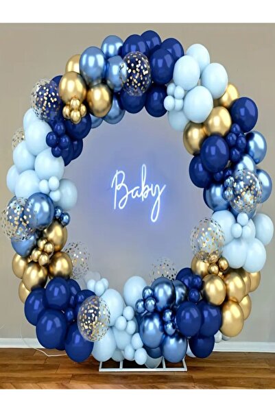 party mix Mavi Gold Konfetili Balon Zincir Set 65'li | Balon Set | Sünnet Süs...