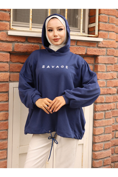VAV Hooded Oversized Sweat - Navy Blue - Vav
