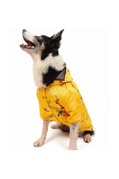 JesPawty Yellow Patterned Dog Raincoat