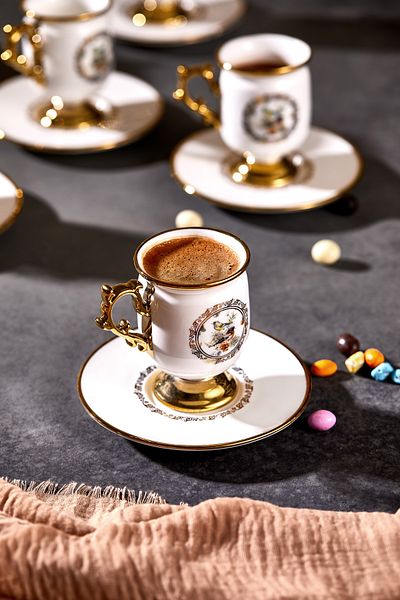 Paçi Desire Footed White Star Bird Coffee Cup Set for 6 People