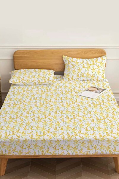 Rivaİstanbul Double Bed Sheet Lorisa Yellow Cotton