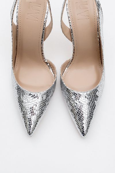 LuviShoes Pantofi cu toc pentru femei TWİNE cu model argintiu