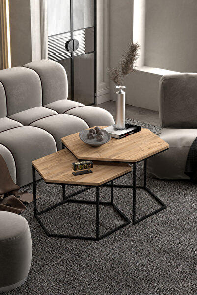 GOLDFALEZ Orta Sehpa Altıgen İkili Lüx Atlantik Çam