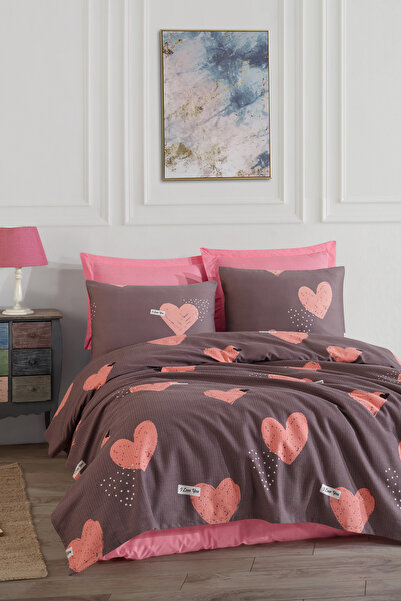 Enlora Home Doğal Pike Baskılı Çift Kişilik Jana Pembe