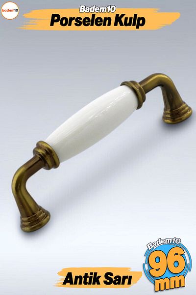Badem10 Porțelan Mount Door Antique Yellow 96 Mm Mobilier Bucătărie Sertar Dulap Dulap Capac Mâner Mâner