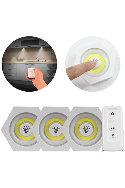 Riddex 3 Lü Premium Kablosuz LED Dokunmatik Lamba Seti Köşeli Uzaktan Kumanda...